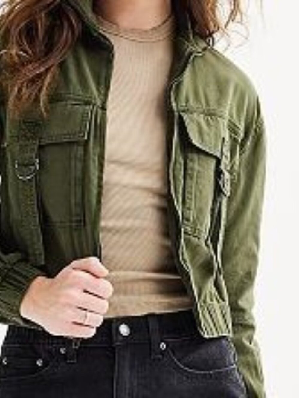 Juniors' SO Military-Style Cropped Utility Jacket in Olive/army green shade; NWT - Picture 10 of 10